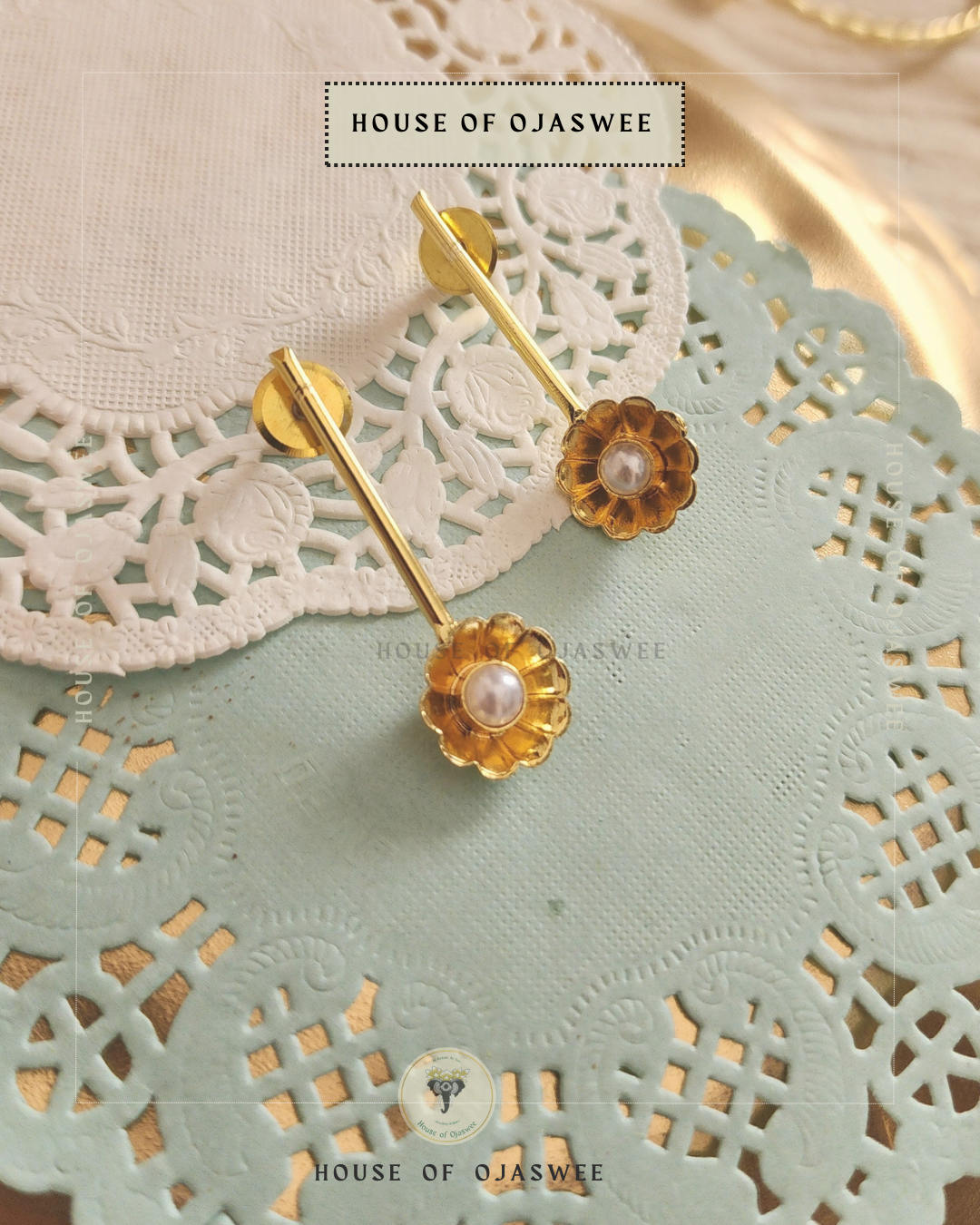 Engraved Flower - 1 Adjustable Kada and Earring