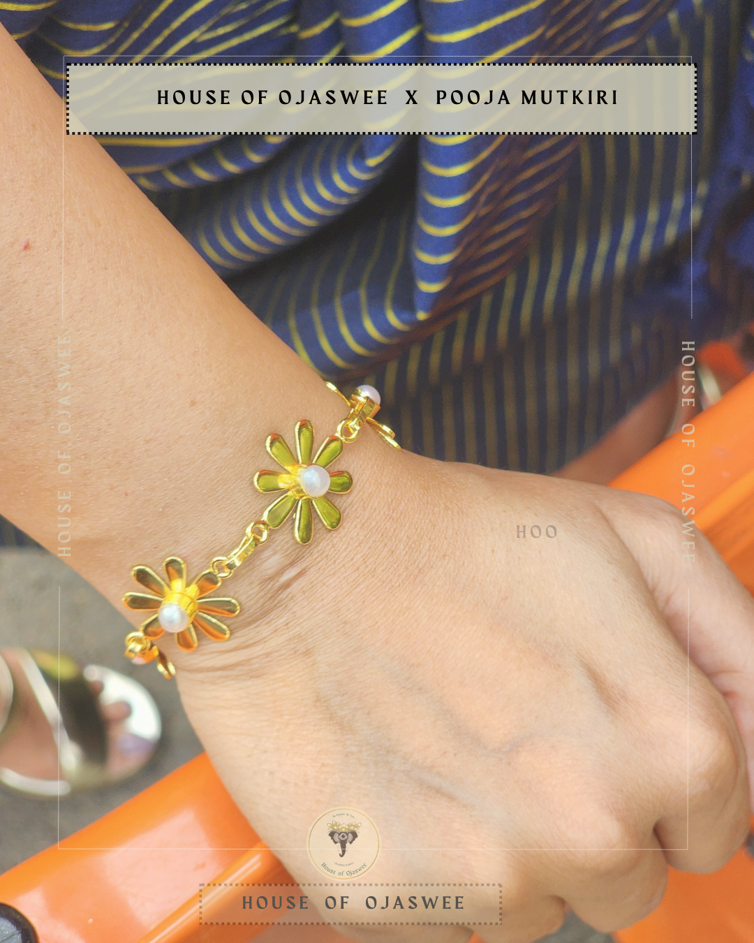 Flower - 1 Adjustable Chain Bracelet and Earring