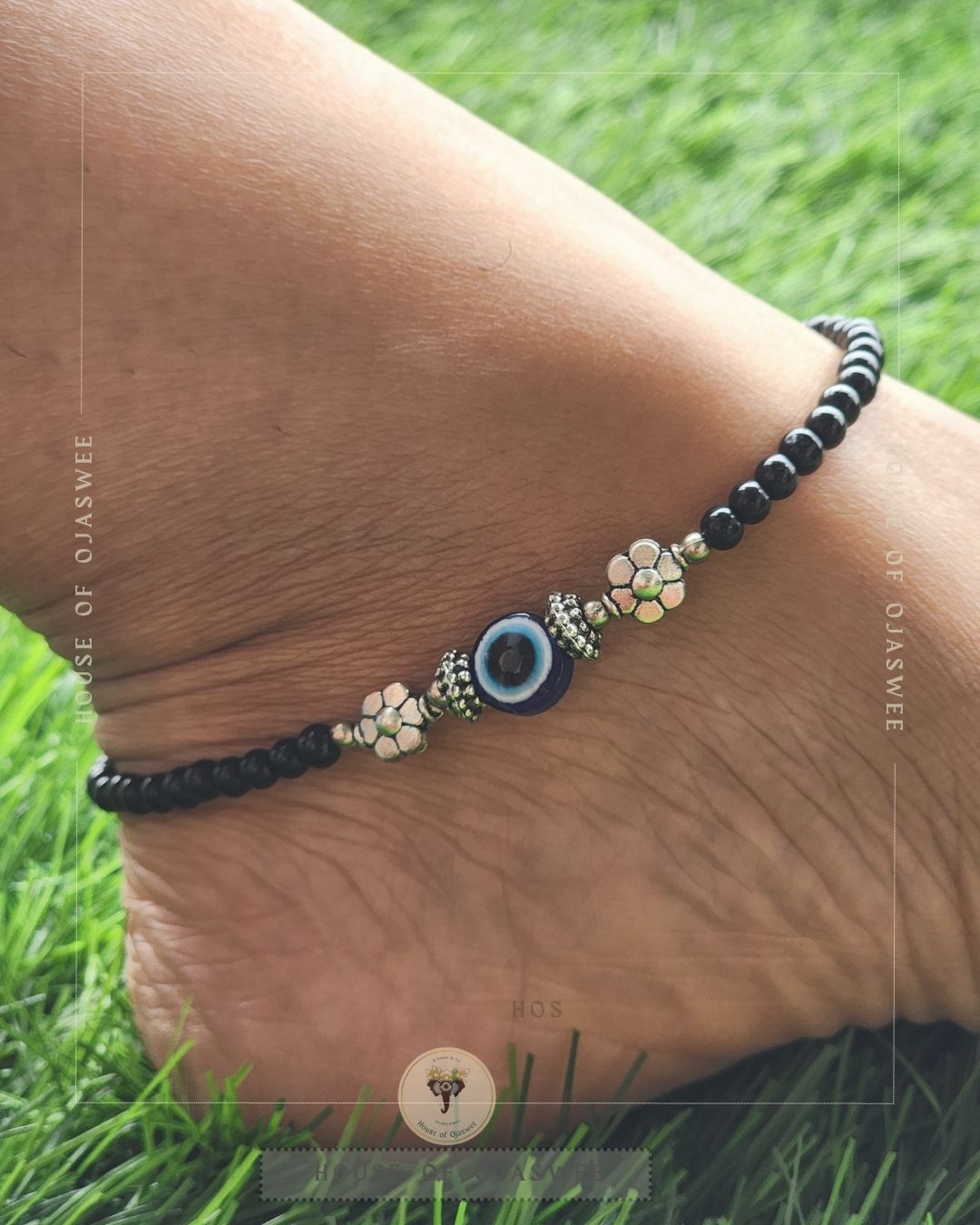 Evil eye with flower Anklets[single anklet only]