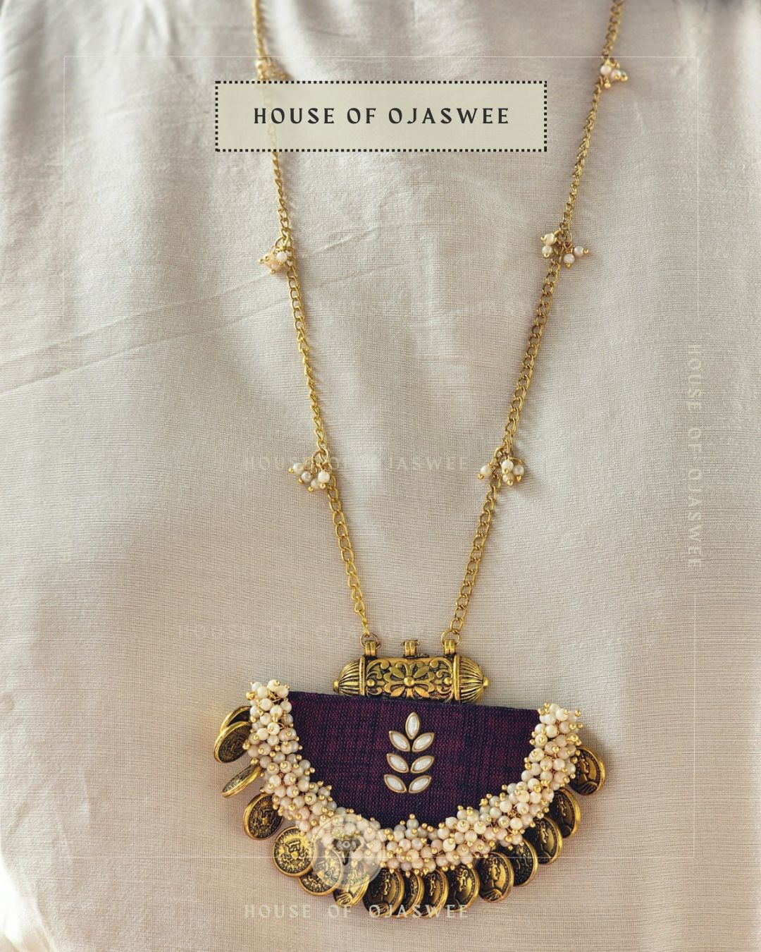 Kundan-Moti Long Necklace [Design 6]