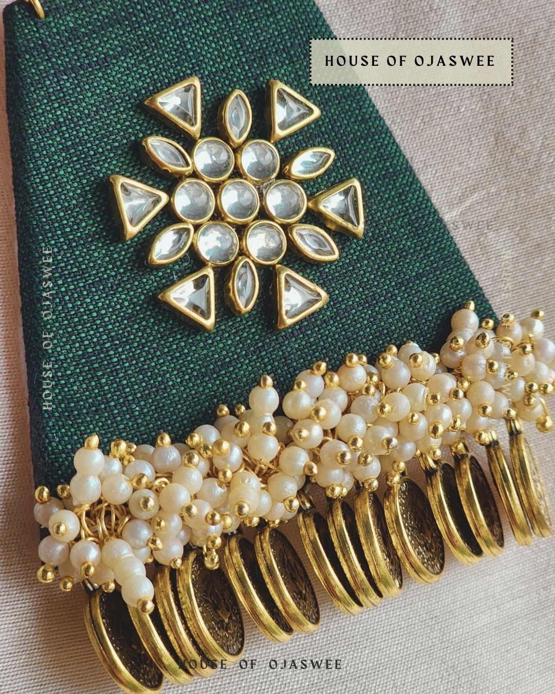 Kundan-Moti Long Necklace [Design 5]