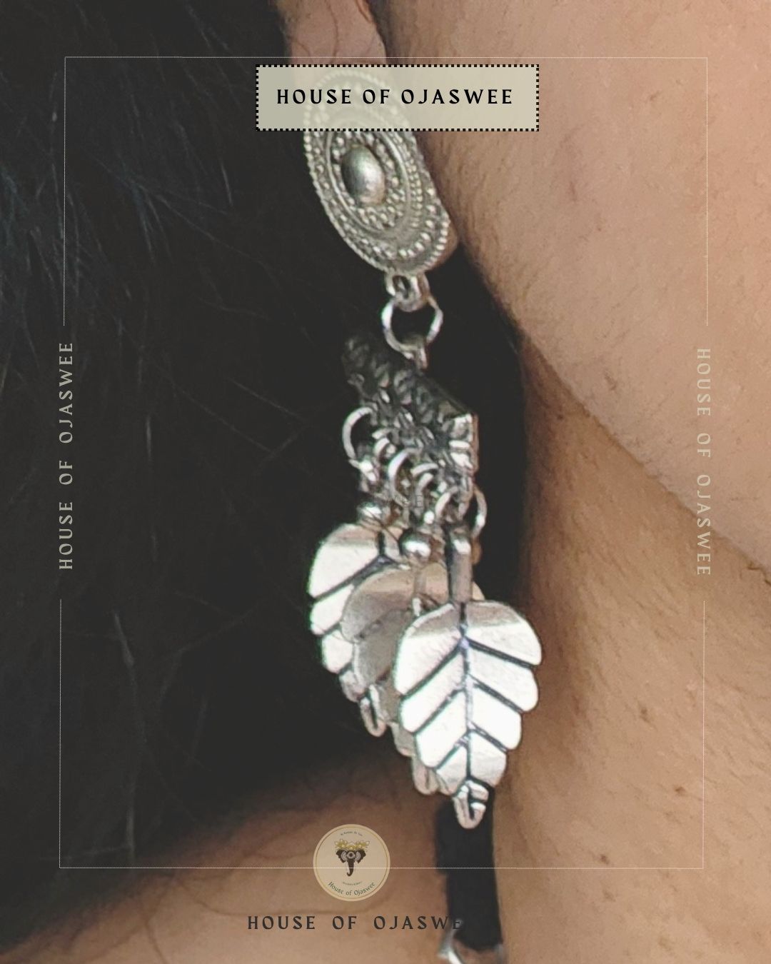 Oxidized Leaf Necklace set