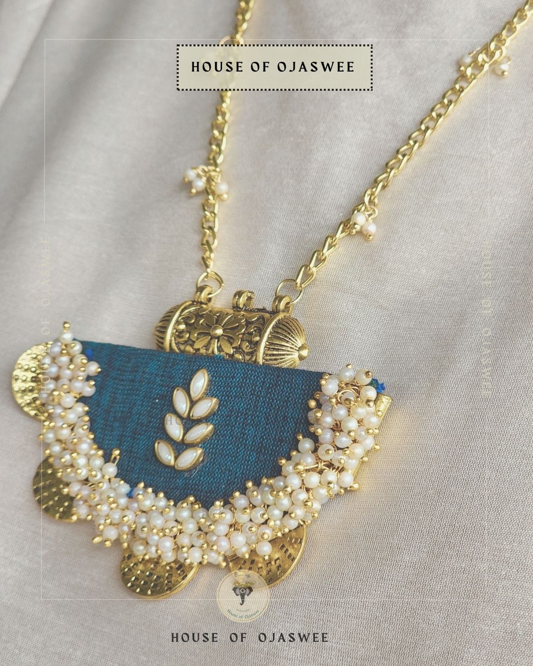 Kundan-Moti Long Necklace [Design 3]