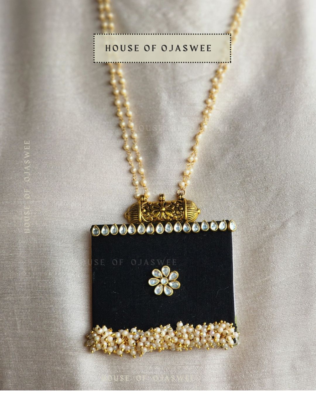 Kundan-Moti Long Necklace [Design 1]