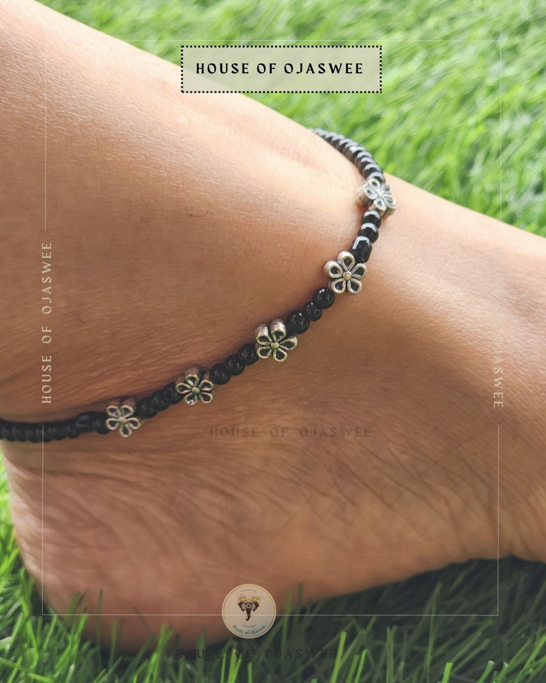Flower with beads Anklets [single anklet only]