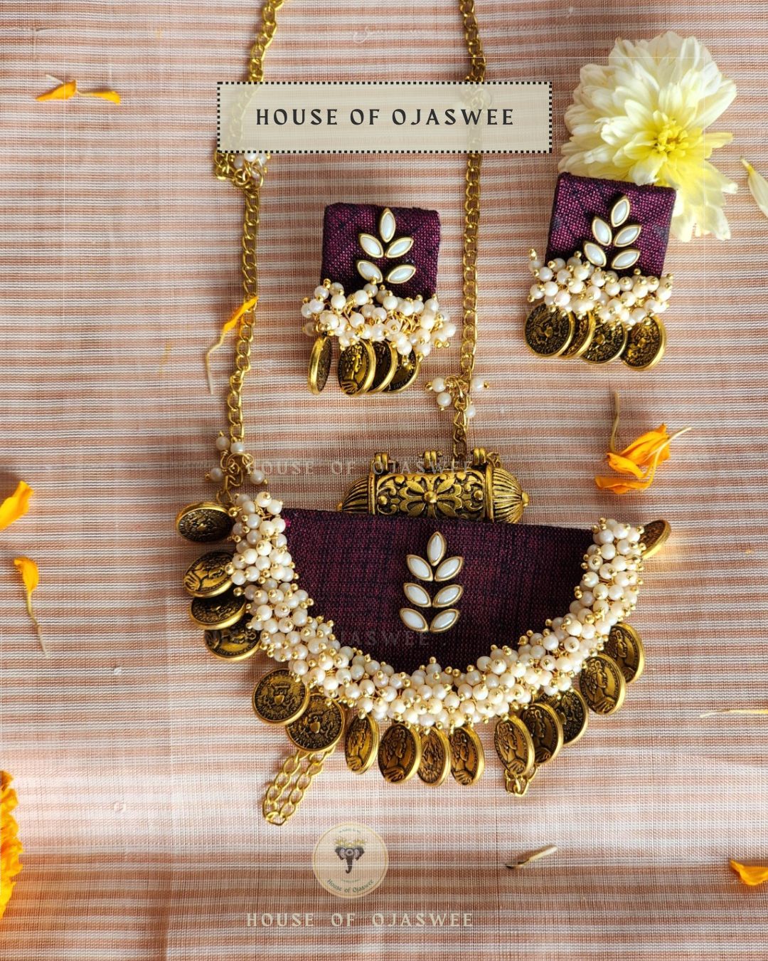 Kundan-Moti Long Necklace [Design 6]