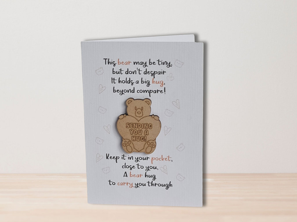 Bear Hug Pocket Token A6 Card & Envelope