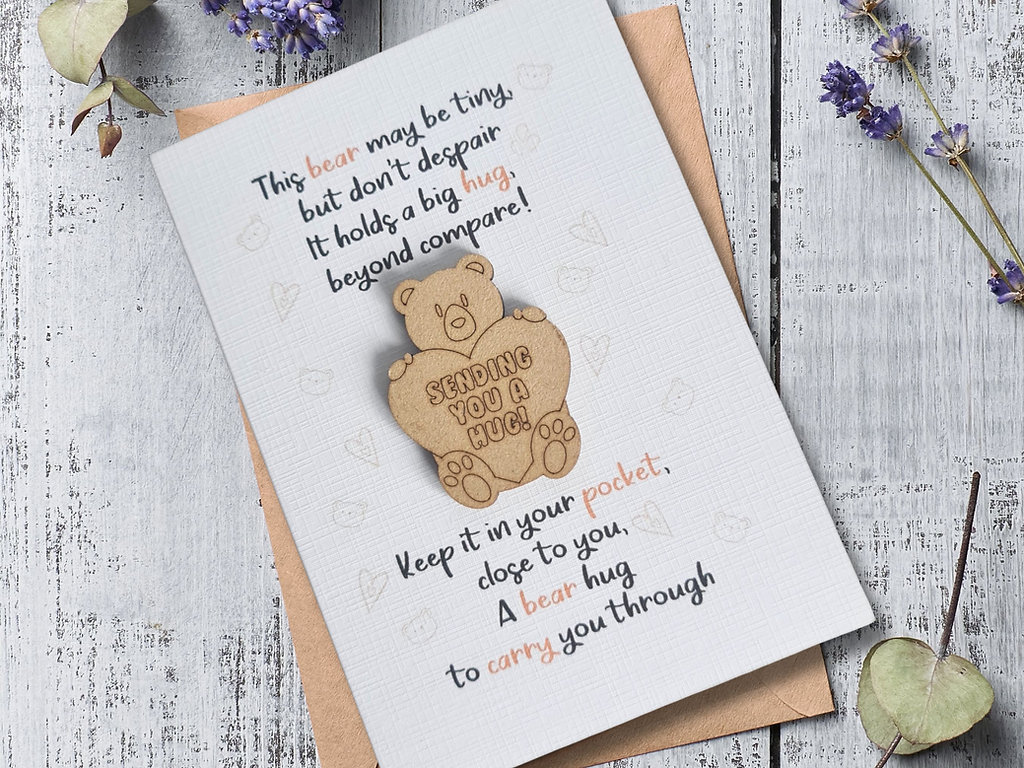 Bear Hug Pocket Token A6 Card & Envelope