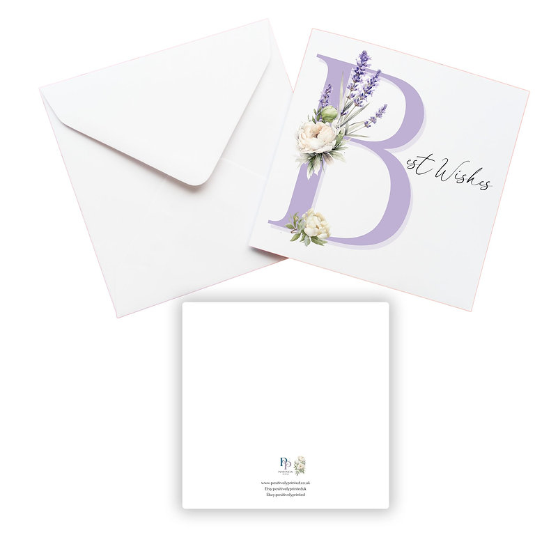 Lavender & Peony Best Wishes Card & Envelope