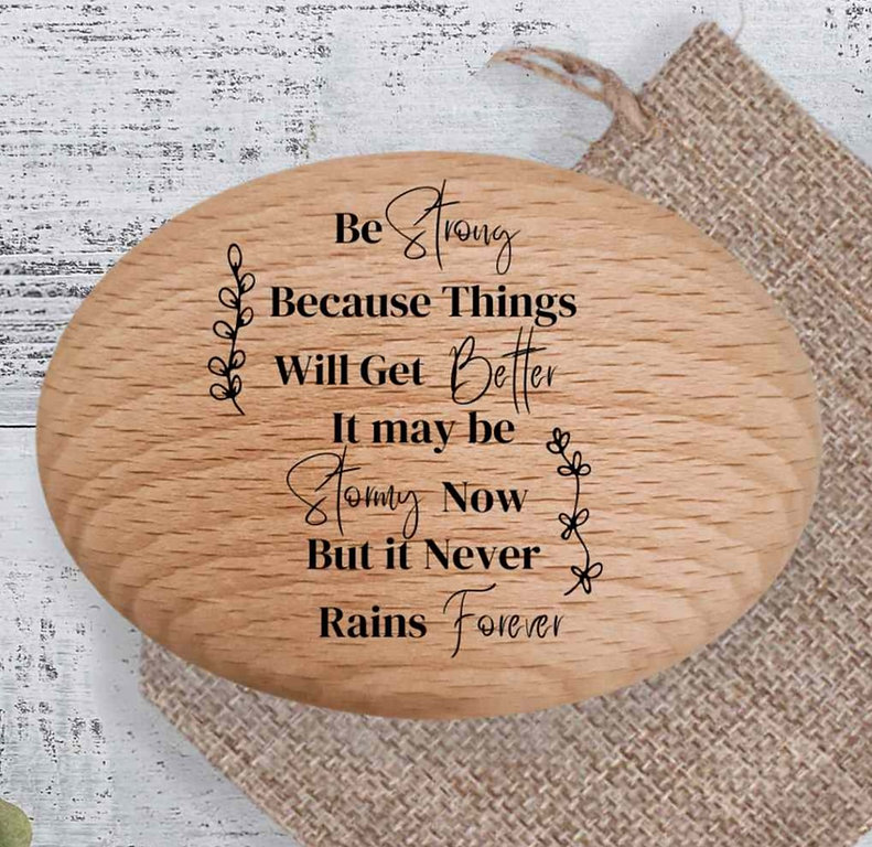 'It Never Rains Forever' Positivity Pebble Gift