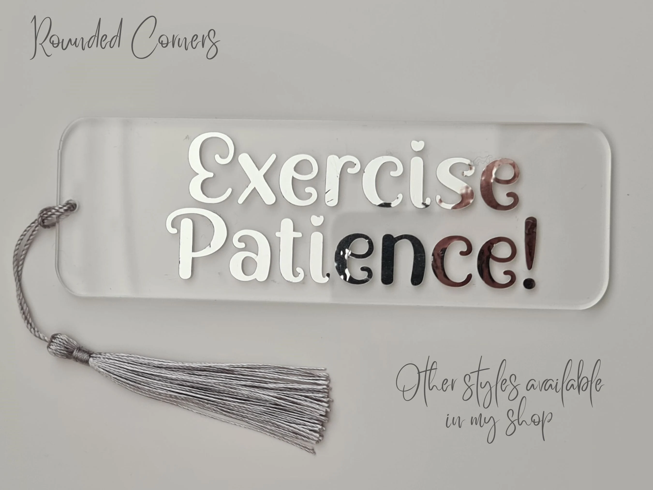 Personalised Acrylic Bookmark with Vinyl Text and Rounded Edges