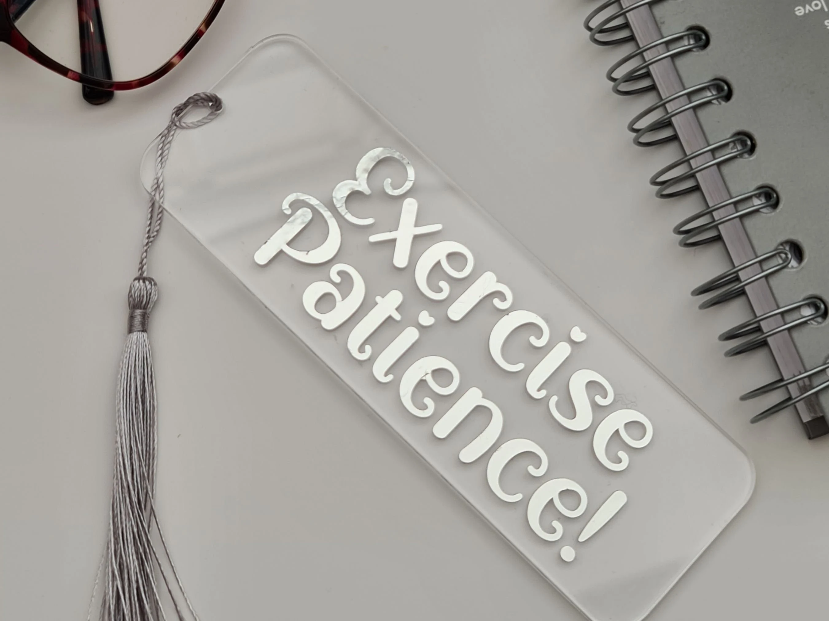 Personalised Acrylic Bookmark with Vinyl Text and Rounded Edges