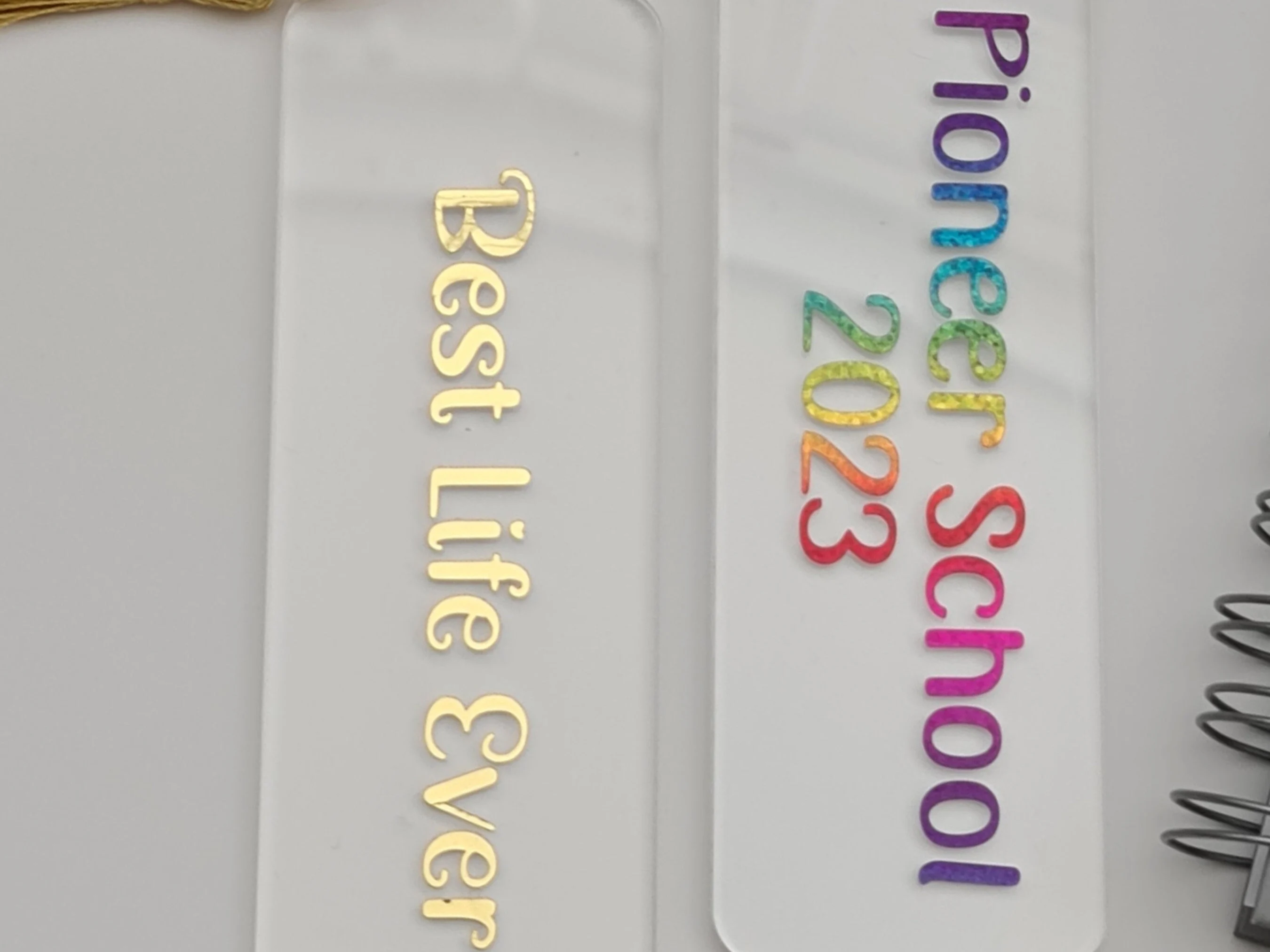 Personalised Acrylic Bookmark with Vinyl Text and Rounded Edges