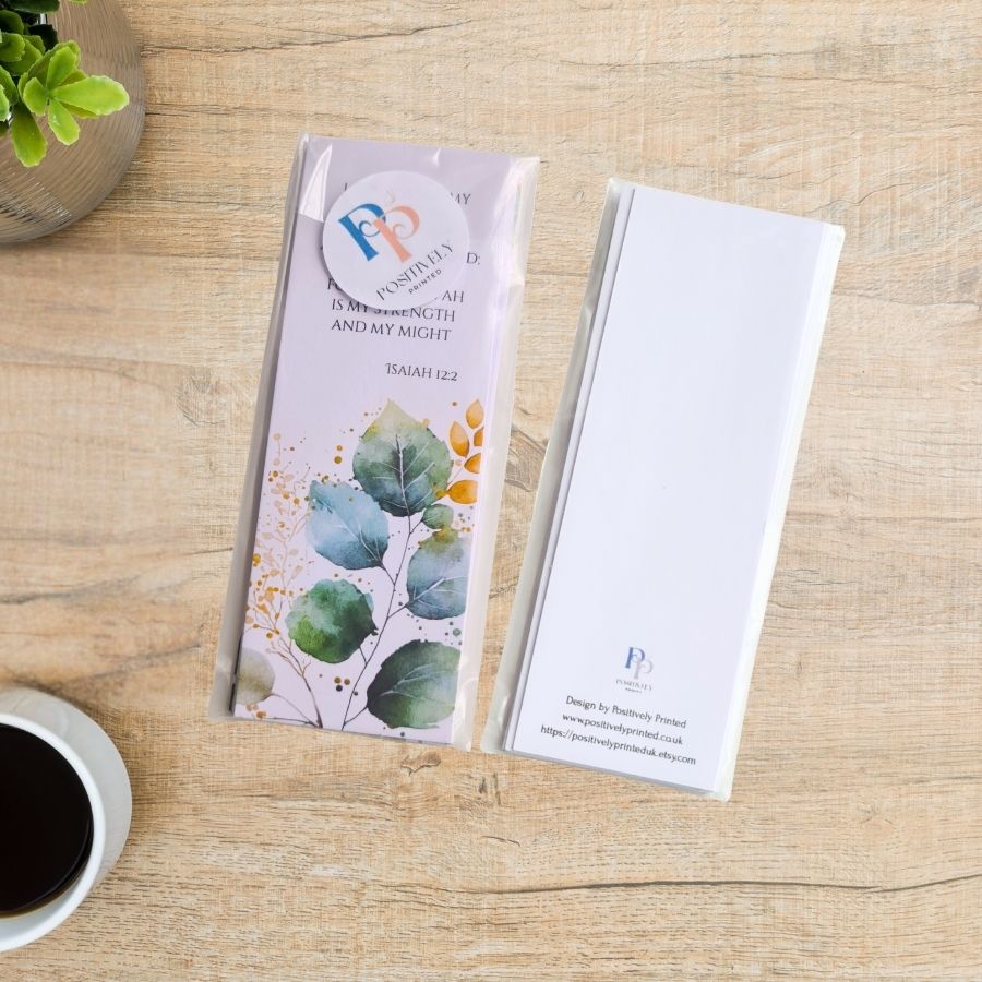 6 pack of Bible Verse Bookmarks with greenery artwork