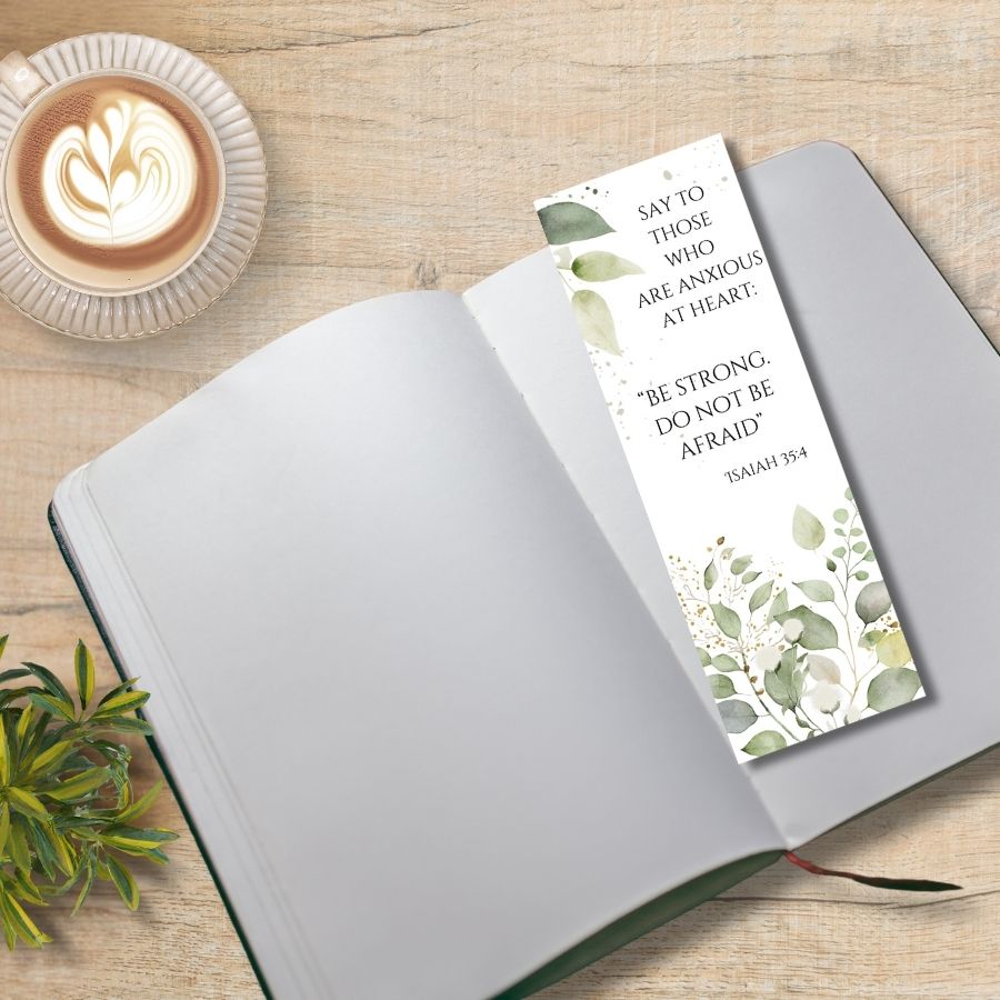 6 pack of Bible Verse Bookmarks with greenery artwork