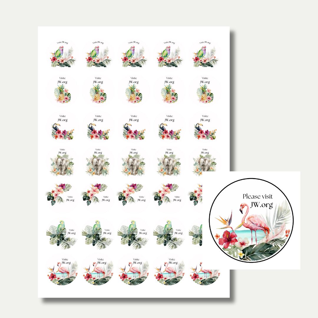 Please Visit JW.org stickers - Tropical Design