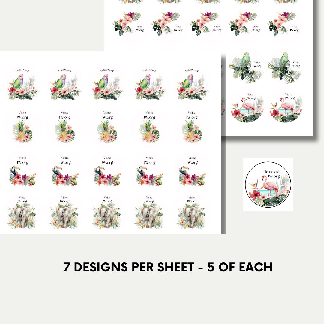 Please Visit JW.org stickers - Tropical Design