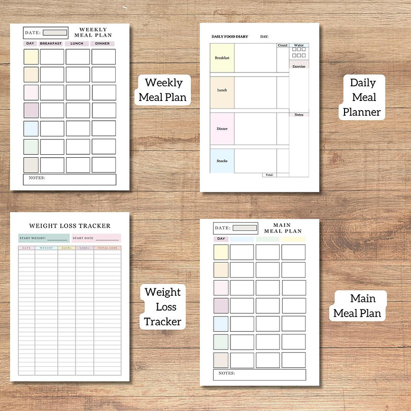 A5 Diet Bundle Planner Page Inserts