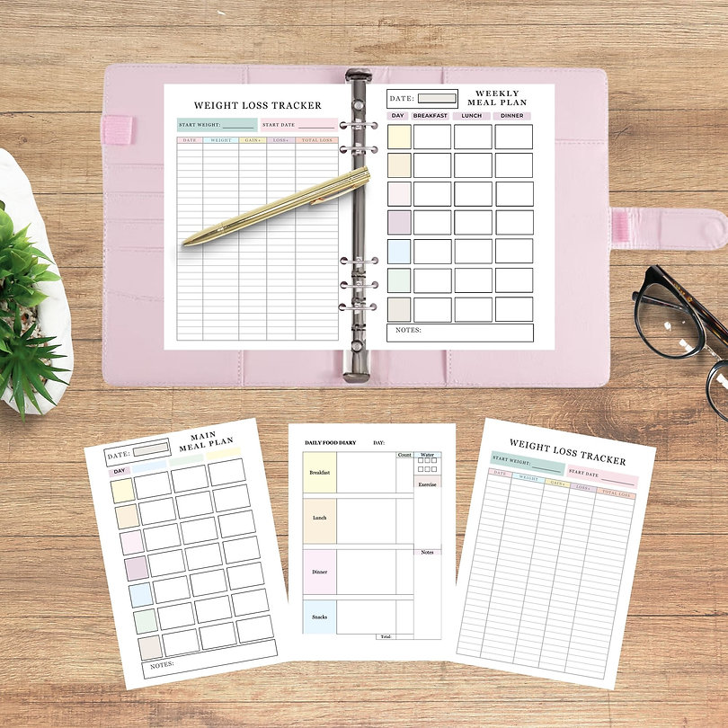 A5 Diet Bundle Planner Page Inserts