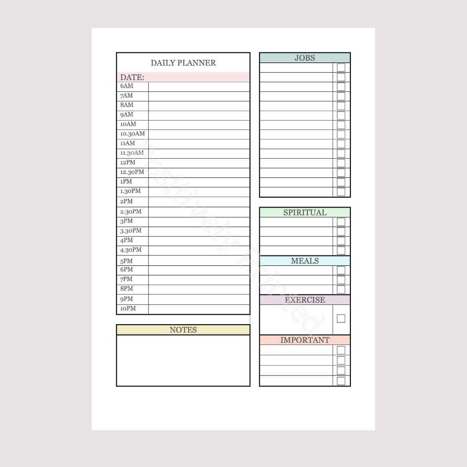 A5 Daily Planner Page Inserts (Spiritual Field) - Pastel