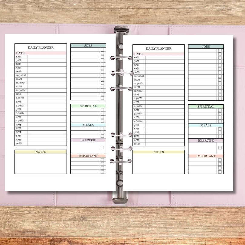 A5 Daily Planner Page Inserts (Spiritual Field) - Pastel