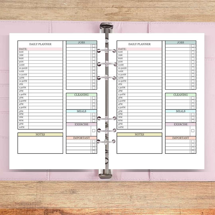 A5 Daily Planner Page Inserts (Cleaning Field) - Pastel