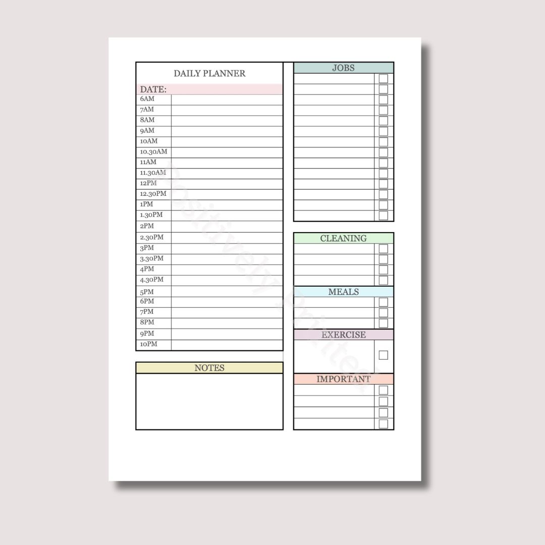 A5 Daily Planner Page Inserts (Cleaning Field) - Pastel