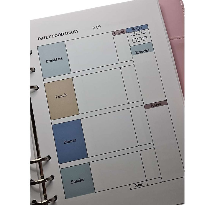 A5 Daily Food Diary Planner Page Inserts (Winter Colour)