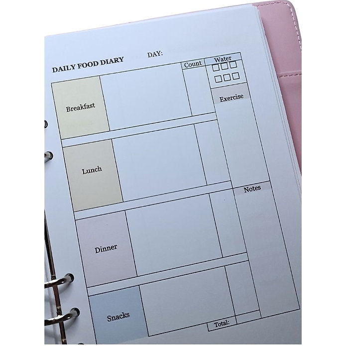 A5 Daily Food Diary Planner Page Inserts (Pastel)