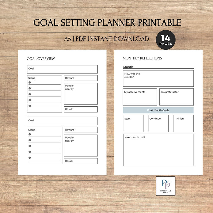 Goal Setting Printable Planner Pages A5 