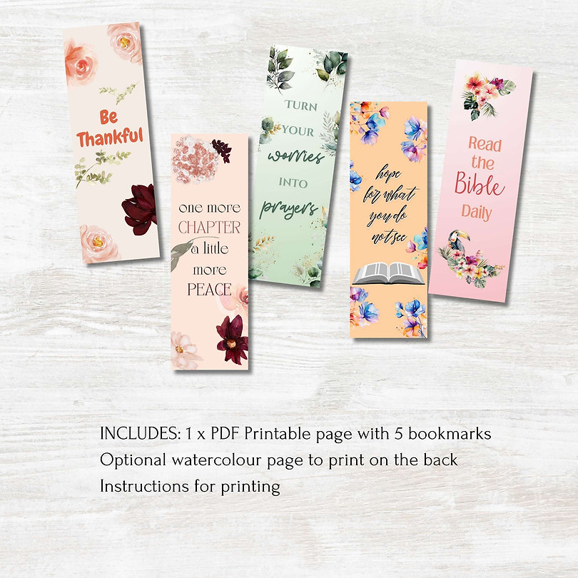 Printable Bible Themed Bookmarks Set of 5