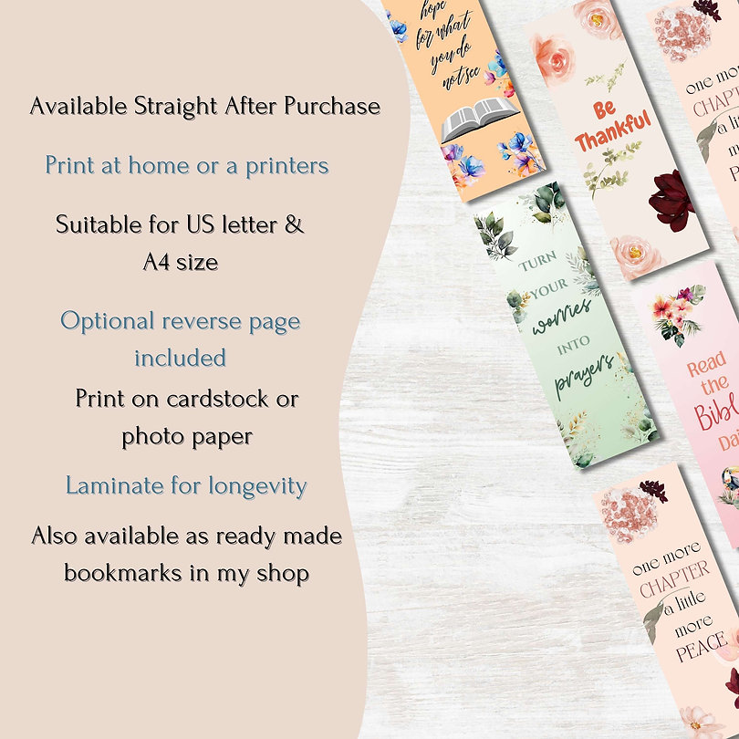 Printable Bible Themed Bookmarks Set of 5