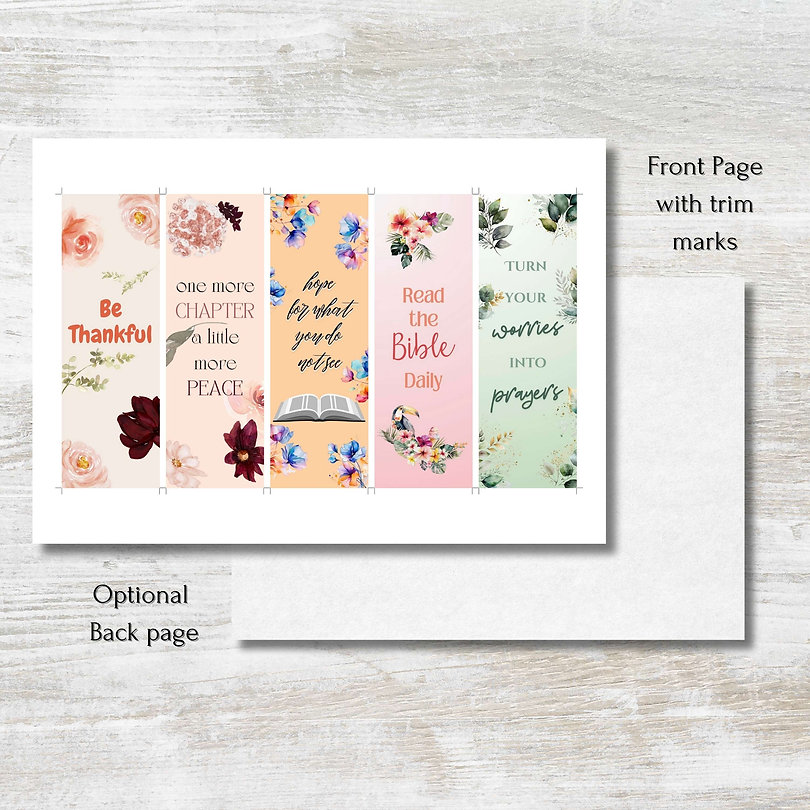 Printable Bible Themed Bookmarks Set of 5