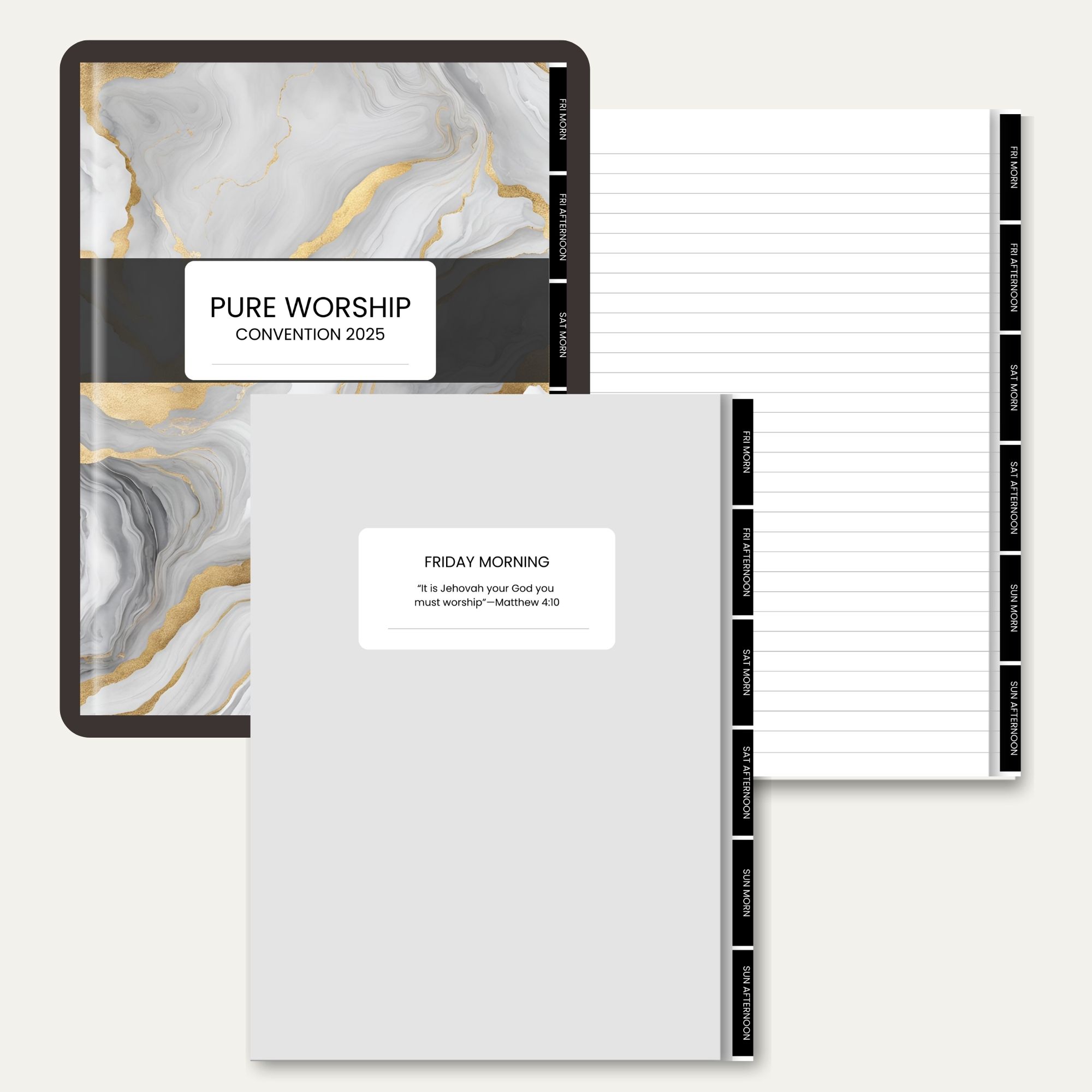 Digital Notebook for Pure Worship Convention 2025 Black Marble With Stickers