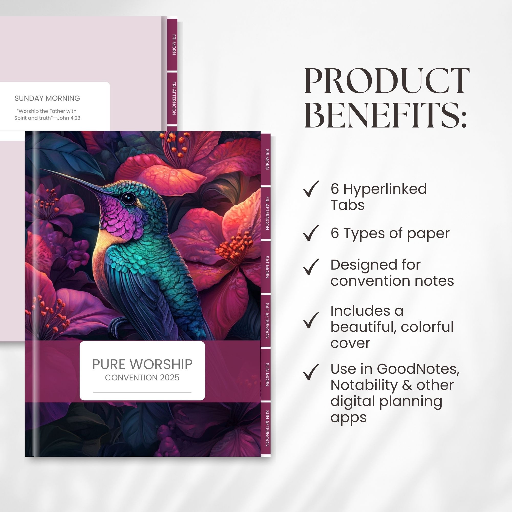 Digital Notebook for Pure Worship Convention 2025 Kingfisher Design With Stickers