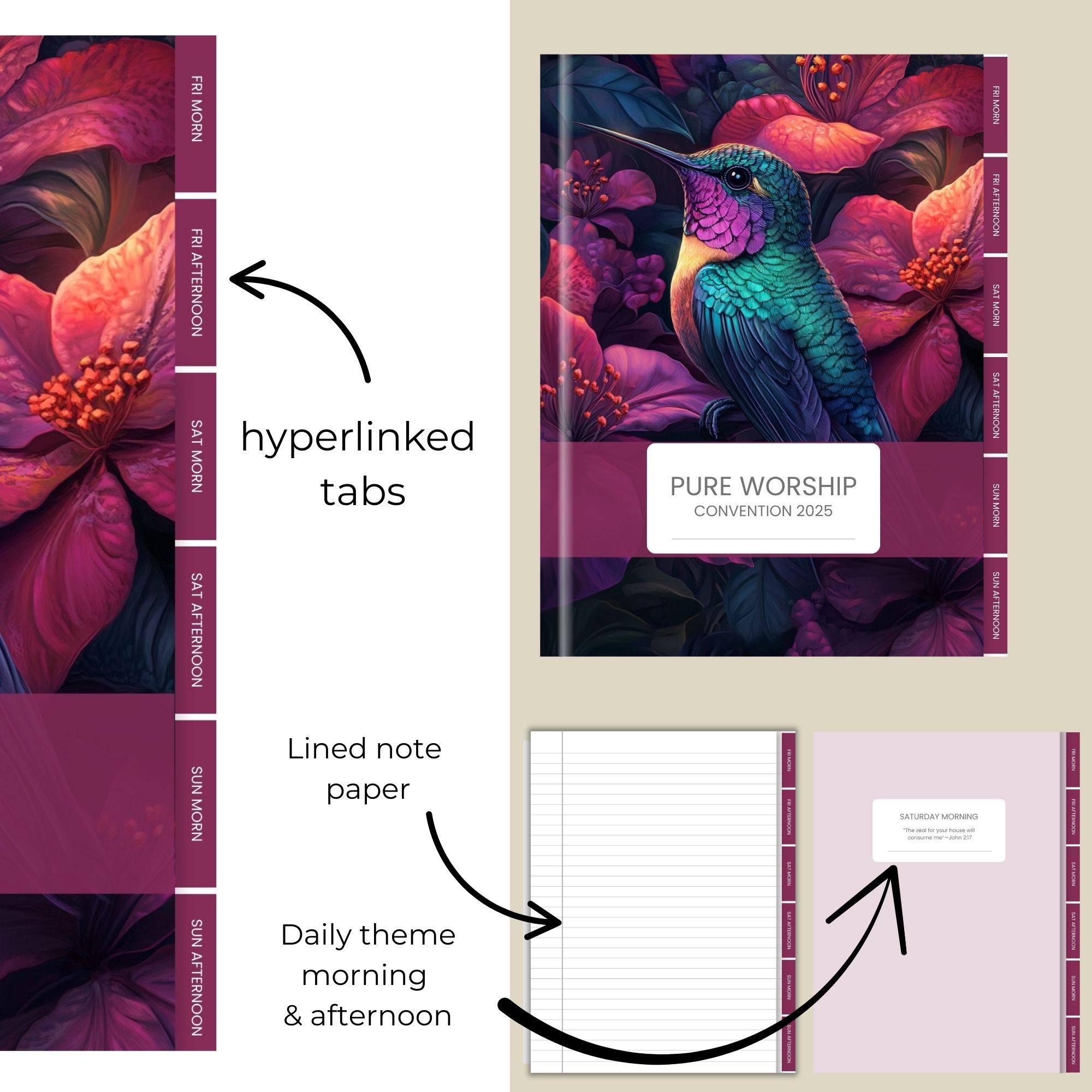 Digital Notebook for Pure Worship Convention 2025 Kingfisher Design With Stickers