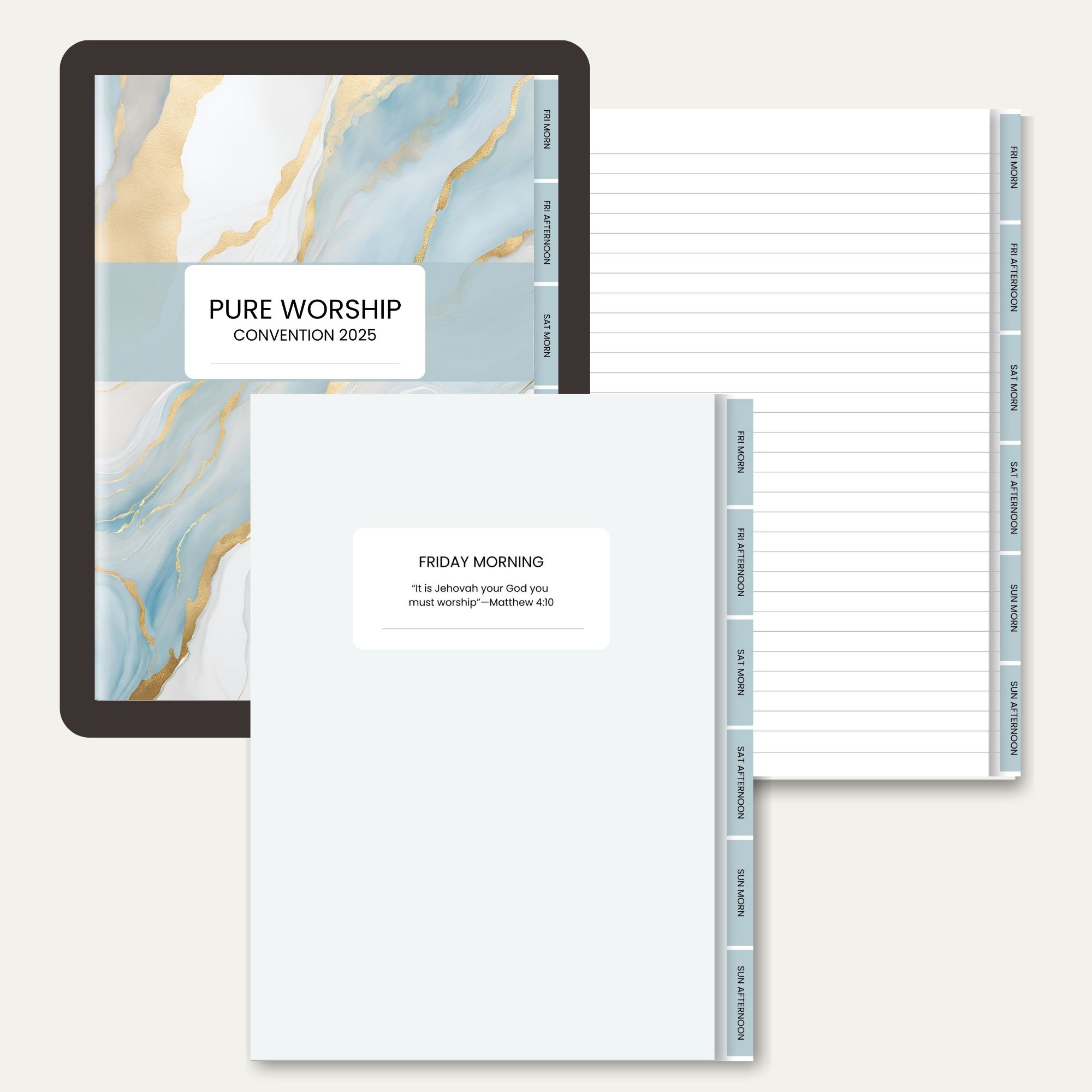 Digital Notebook for Pure Worship Convention 2025 Blue Marble With Stickers
