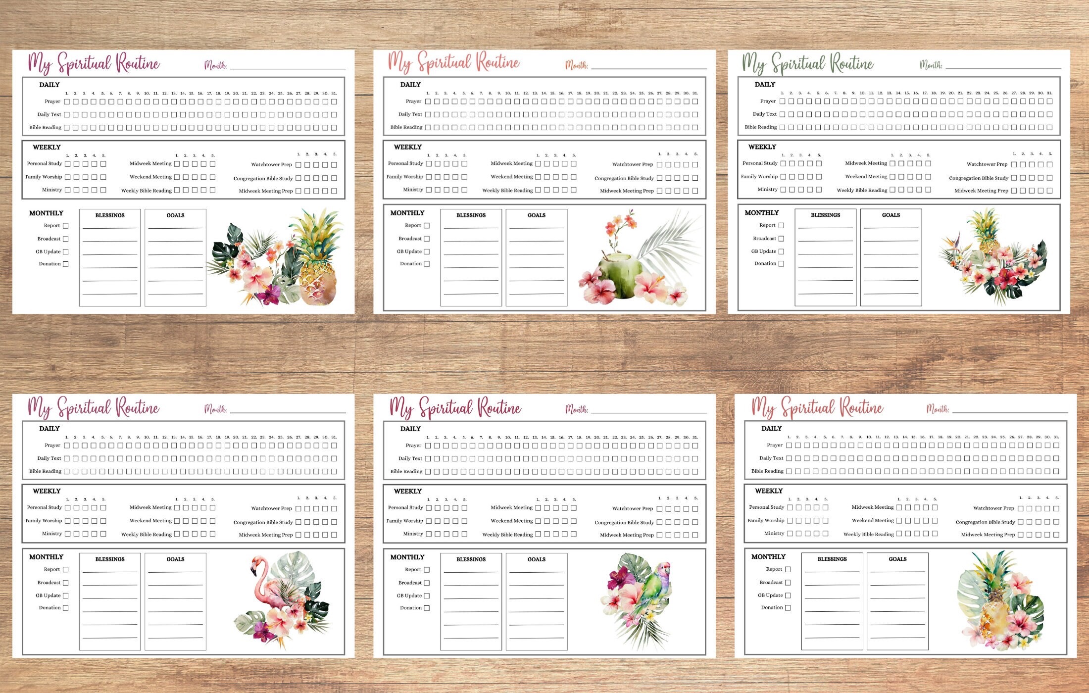 JW Spiritual Routine Tracker Printable Download