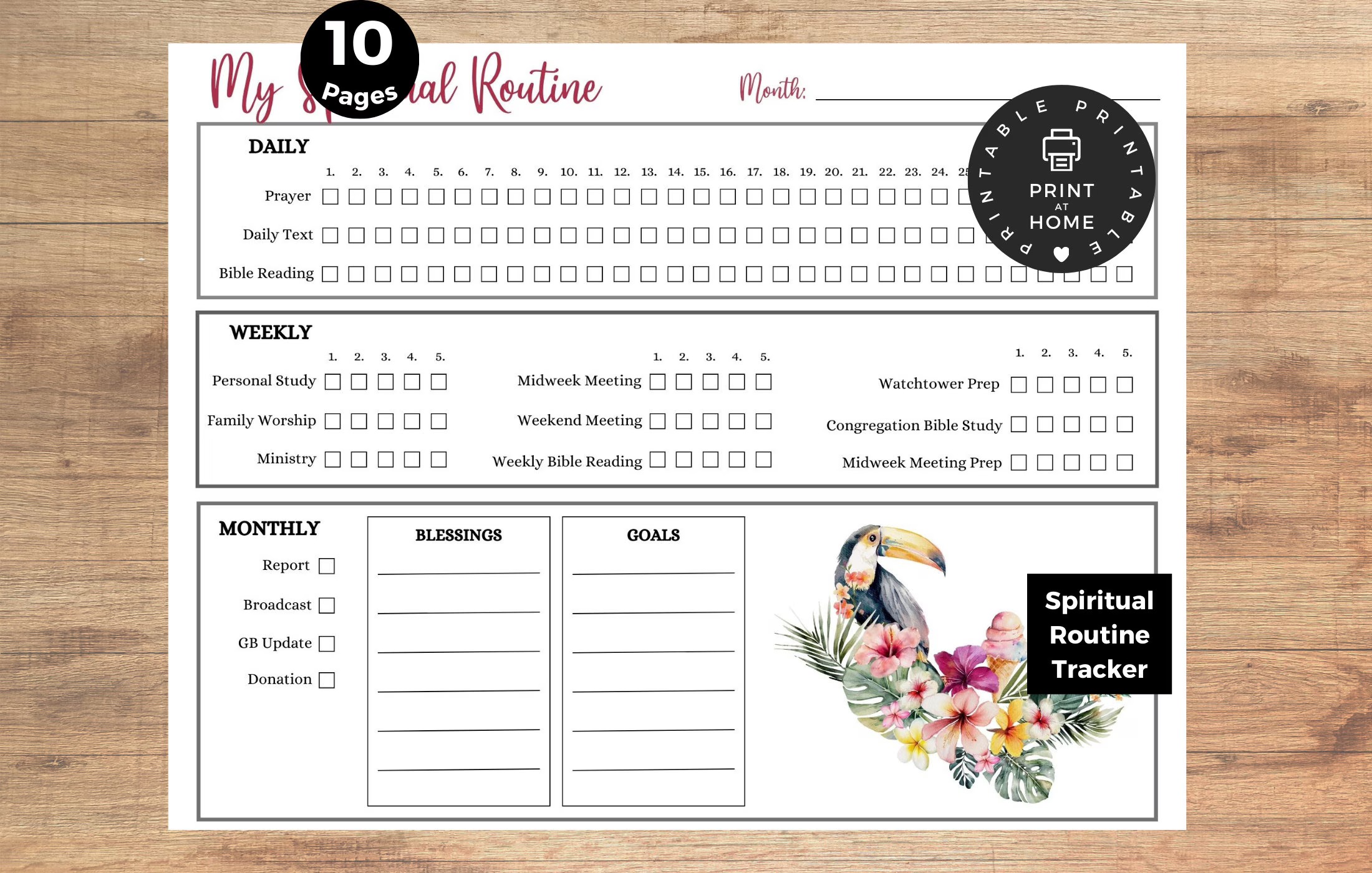 JW Spiritual Routine Tracker Printable Download