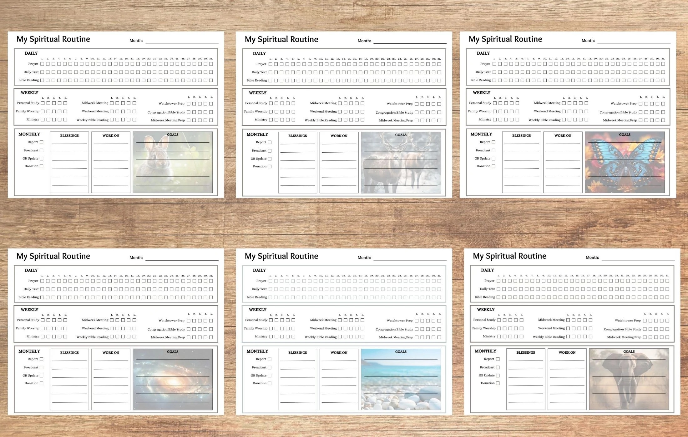 JW Spiritual Routine Tracker Nature Designs Printable Download