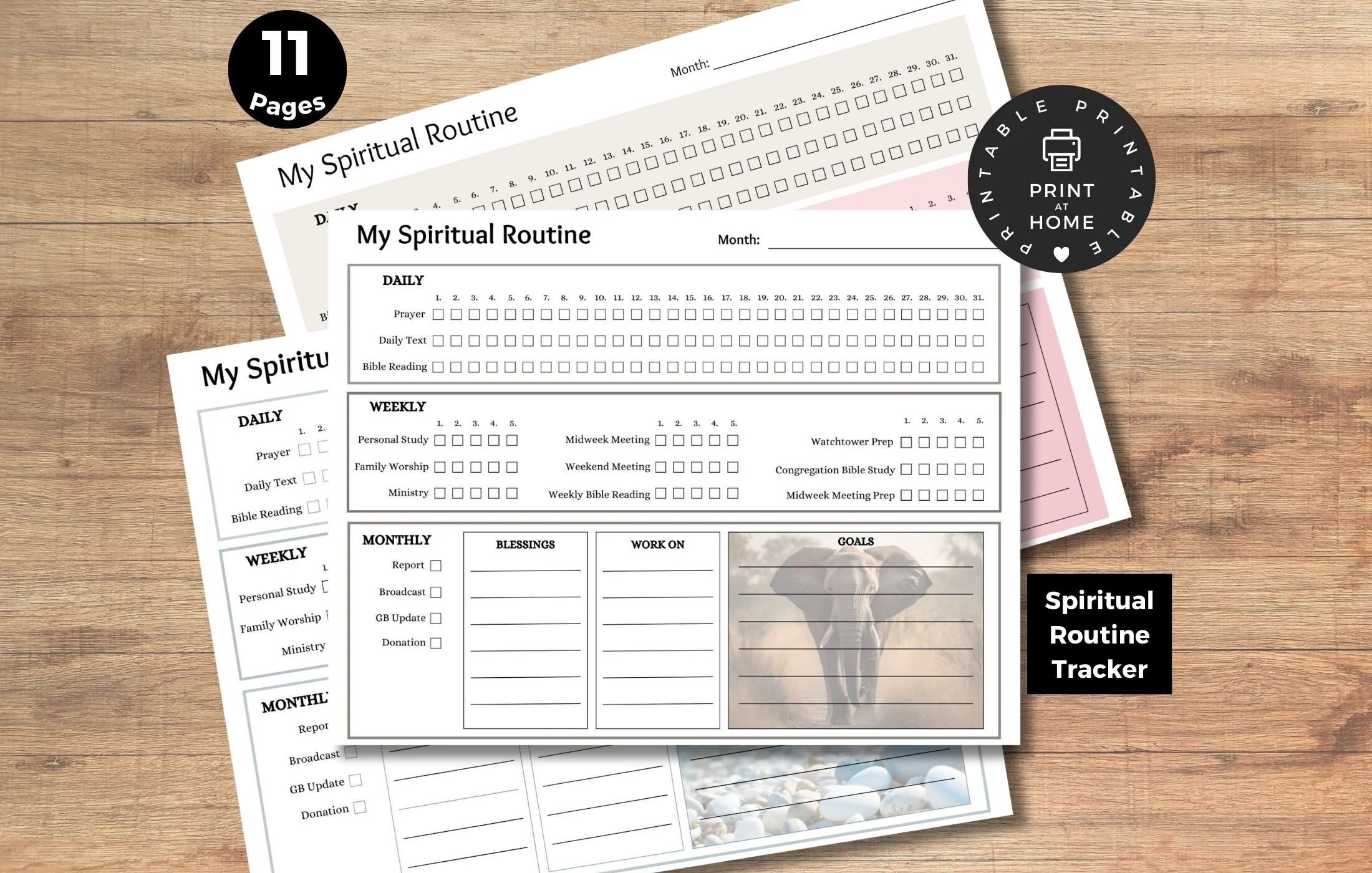 JW Spiritual Routine Tracker Nature Designs Printable Download