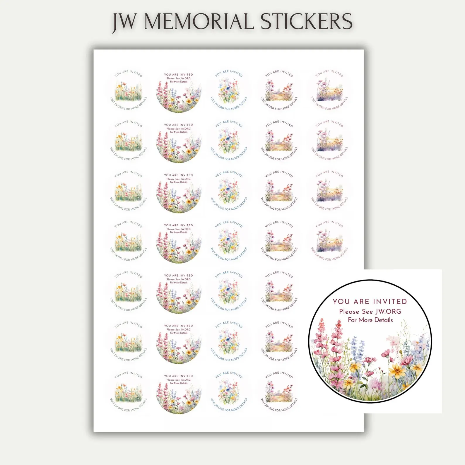 Memorial 2026 Stickers for Letter Writing - Floral