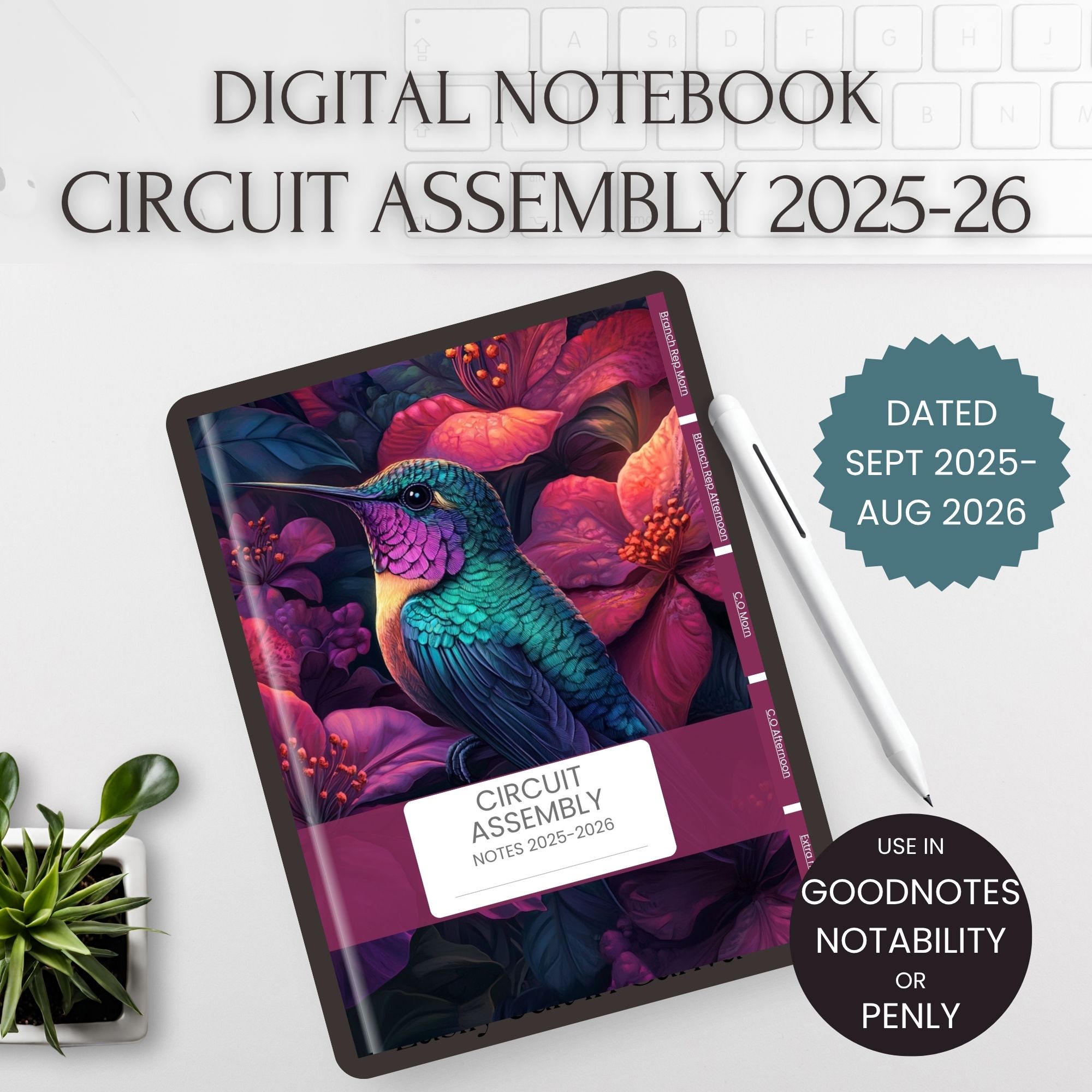 JW Circuit Assembly 2025-2026 Digital Notebook Hummingbird Cover