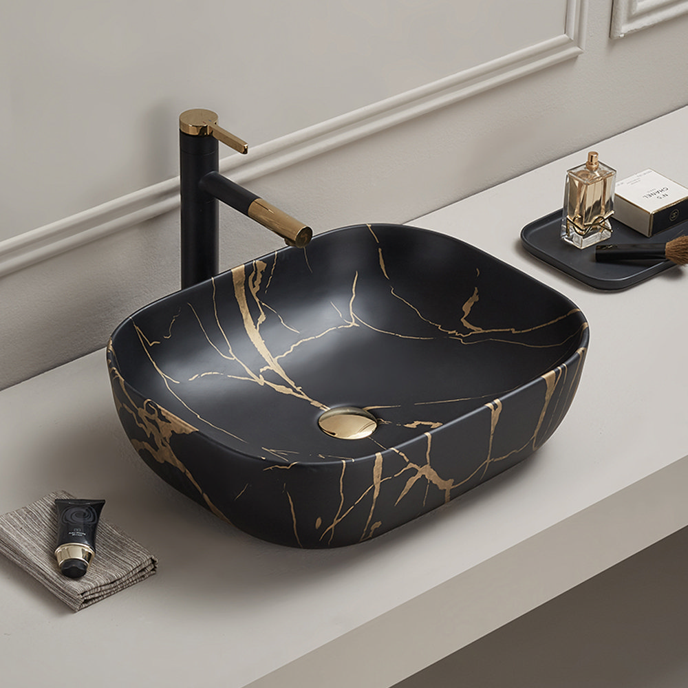 Black Marble Vessel Sink