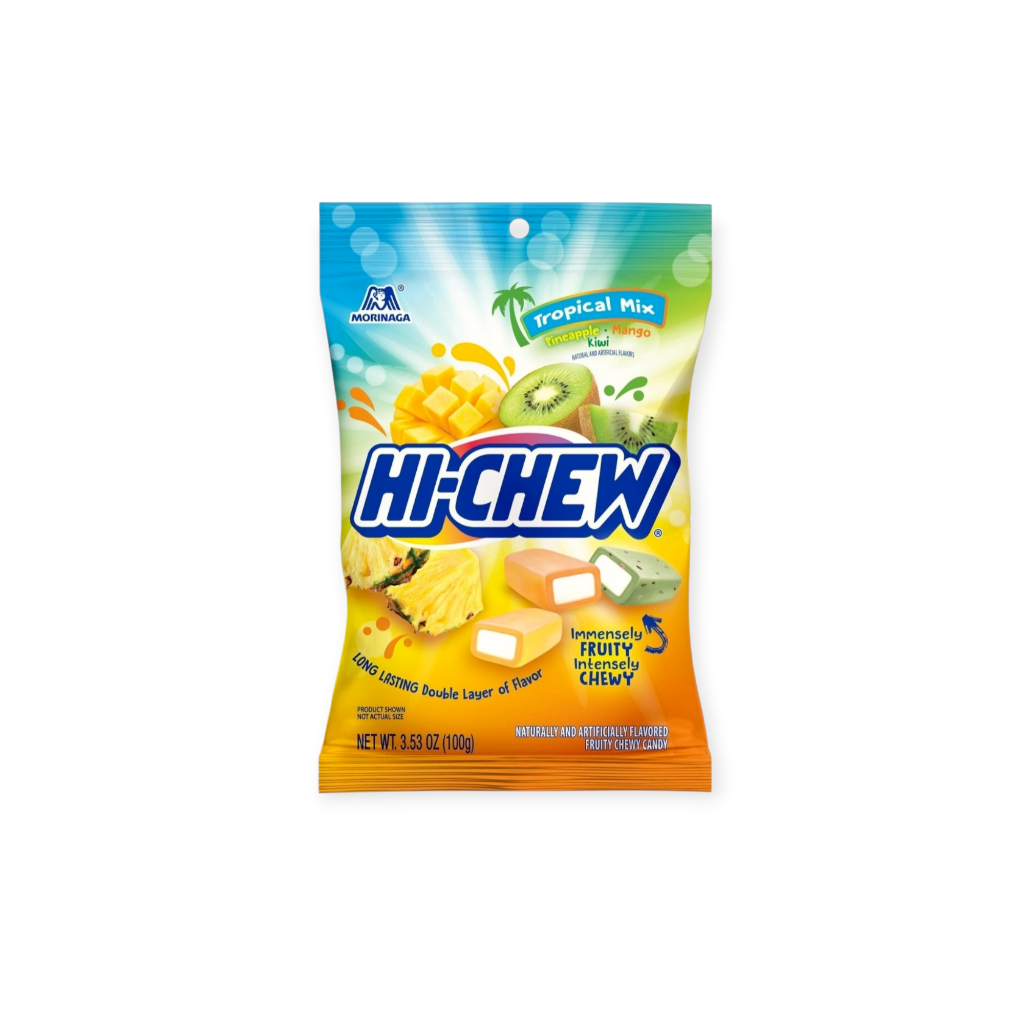 Hi-Chew Tropical Mix Pineapple Mango Kiwi Chewy Gluten Free Candy 3.53 oz (Taiwan)