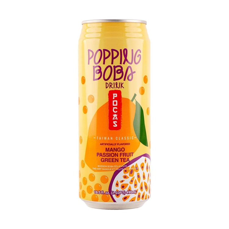 Pocas Mango Passion Fruit Green Tea with Popping Boba Drink (Taiwan)
