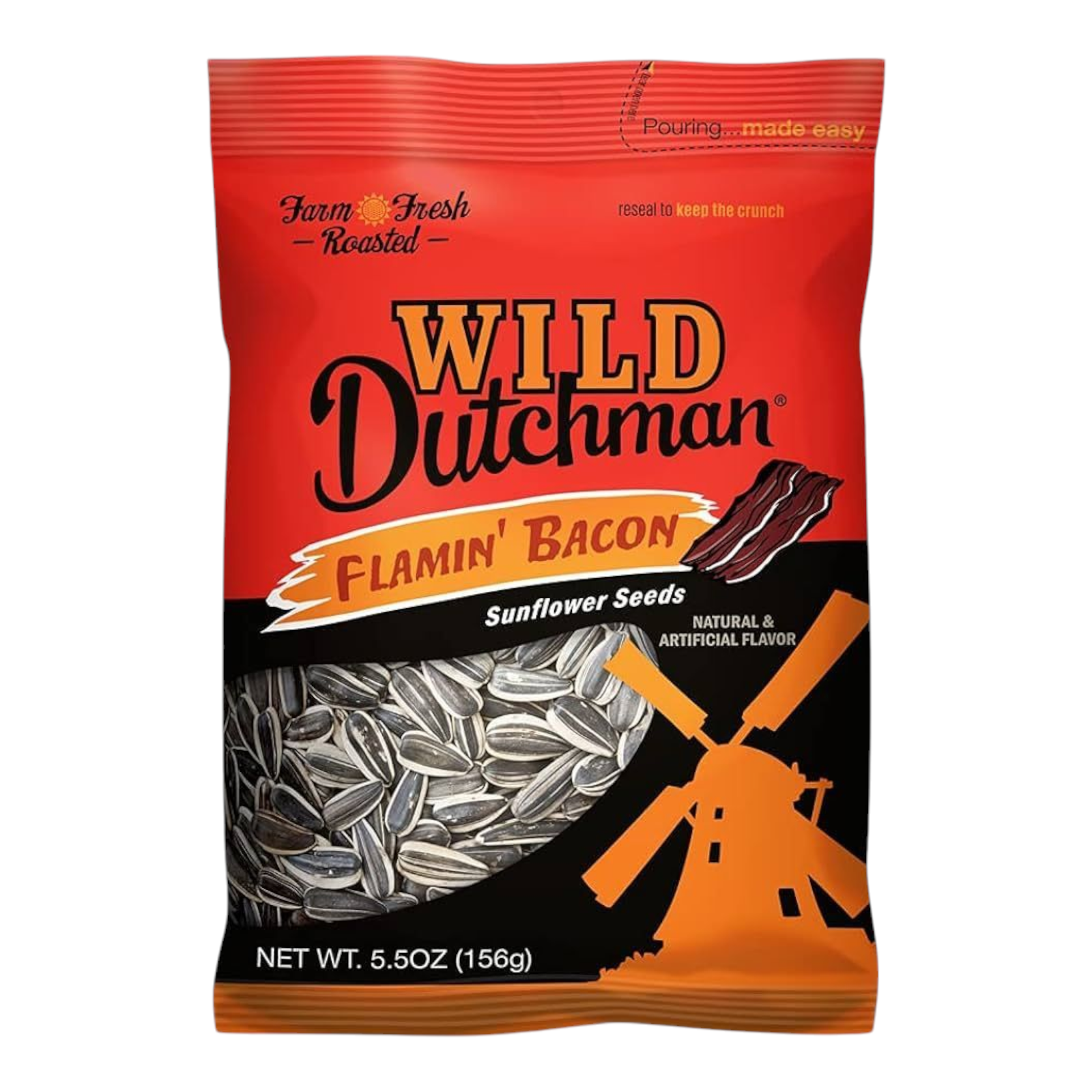 Wild Dutchman Flamin' Bacon Sunflower Seeds - Spicy & Smoky Snack