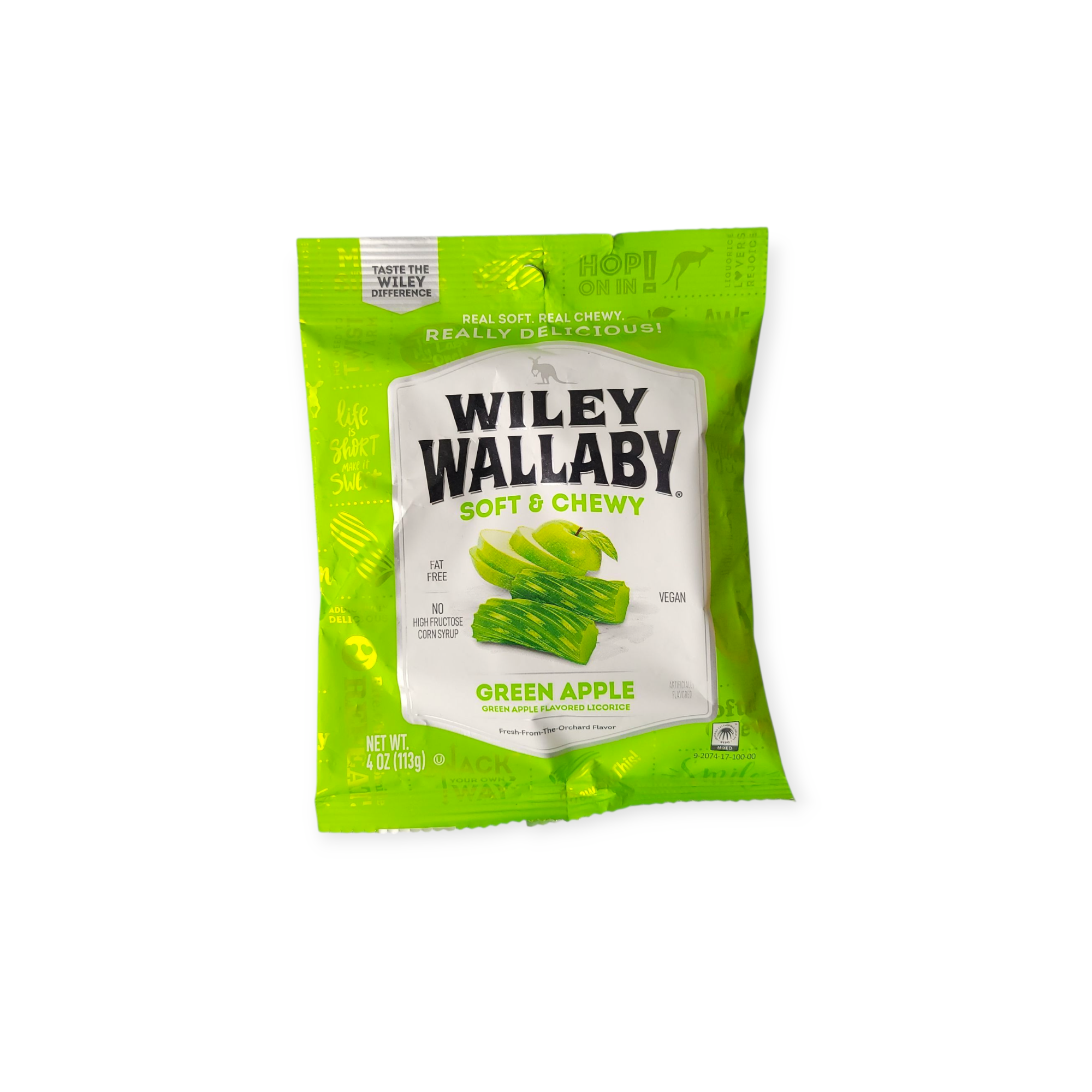 Wiley Wallaby Soft & Chewy Green Apple Vegan Licorice Candy (USA)