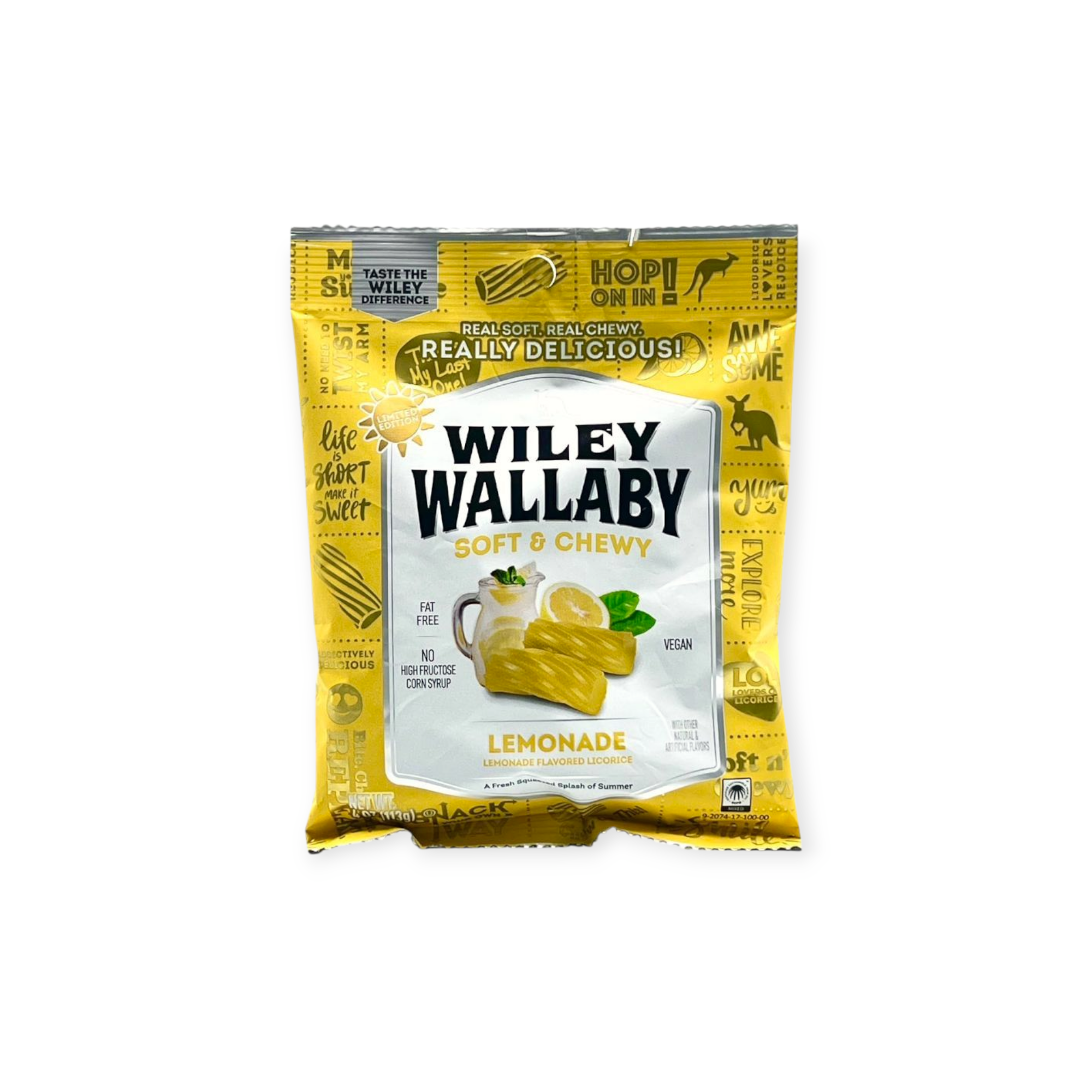 Wiley Wallaby Soft & Chewy Lemonade Licorice Candy (USA)