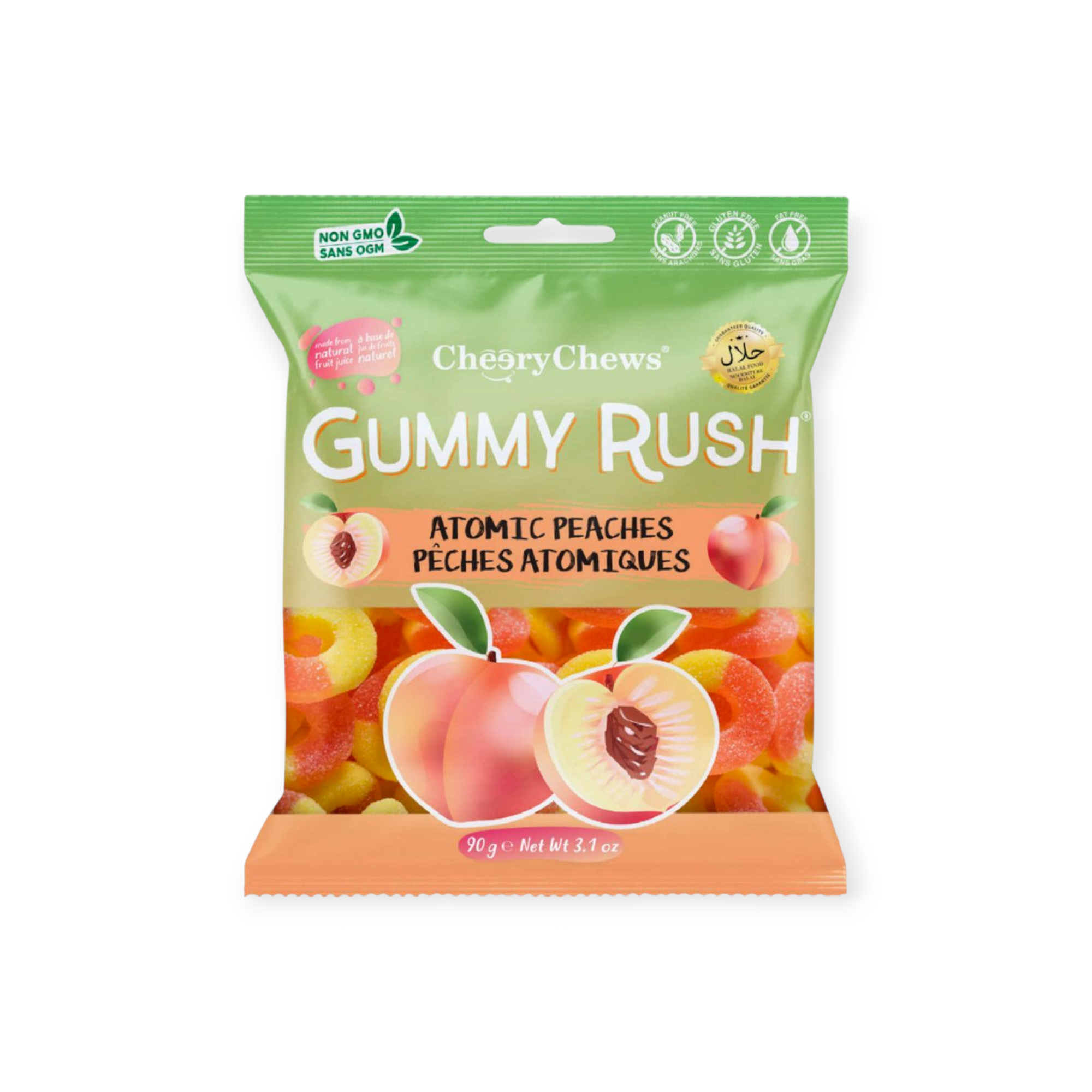 CherryChews Gummy Rush Atomic Peaches Sweet Candy – Halal (Turkey, Canadian Owned)